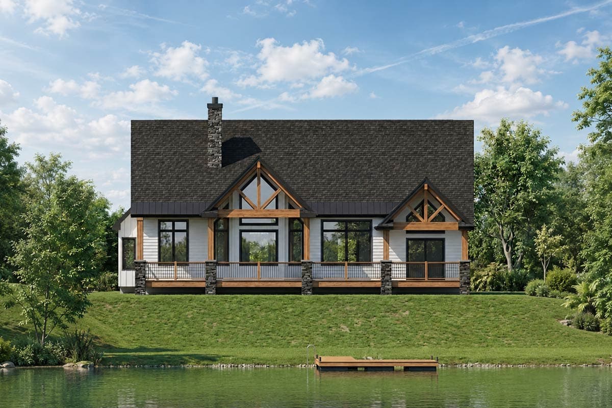 Plan 42759DB: Craftsman Modern Farmhouse House Plan with Three Bedrooms and Courtyard Entry - Image #2 - Craftsman, Modern Farmhouse, Mountain
