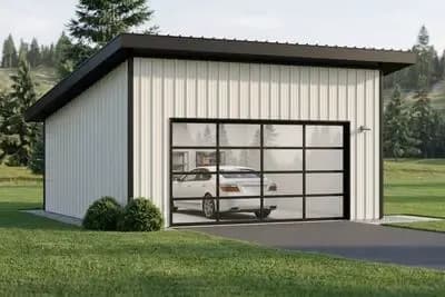 Modern 2-Car Garage Plan with Expansive Glass Door