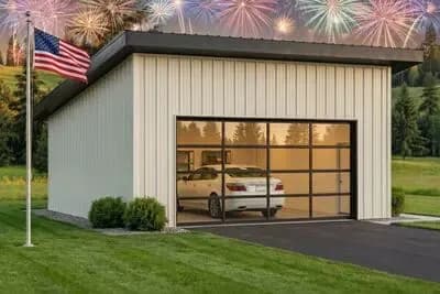 Modern 2-Car Garage Plan with Expansive Glass Door