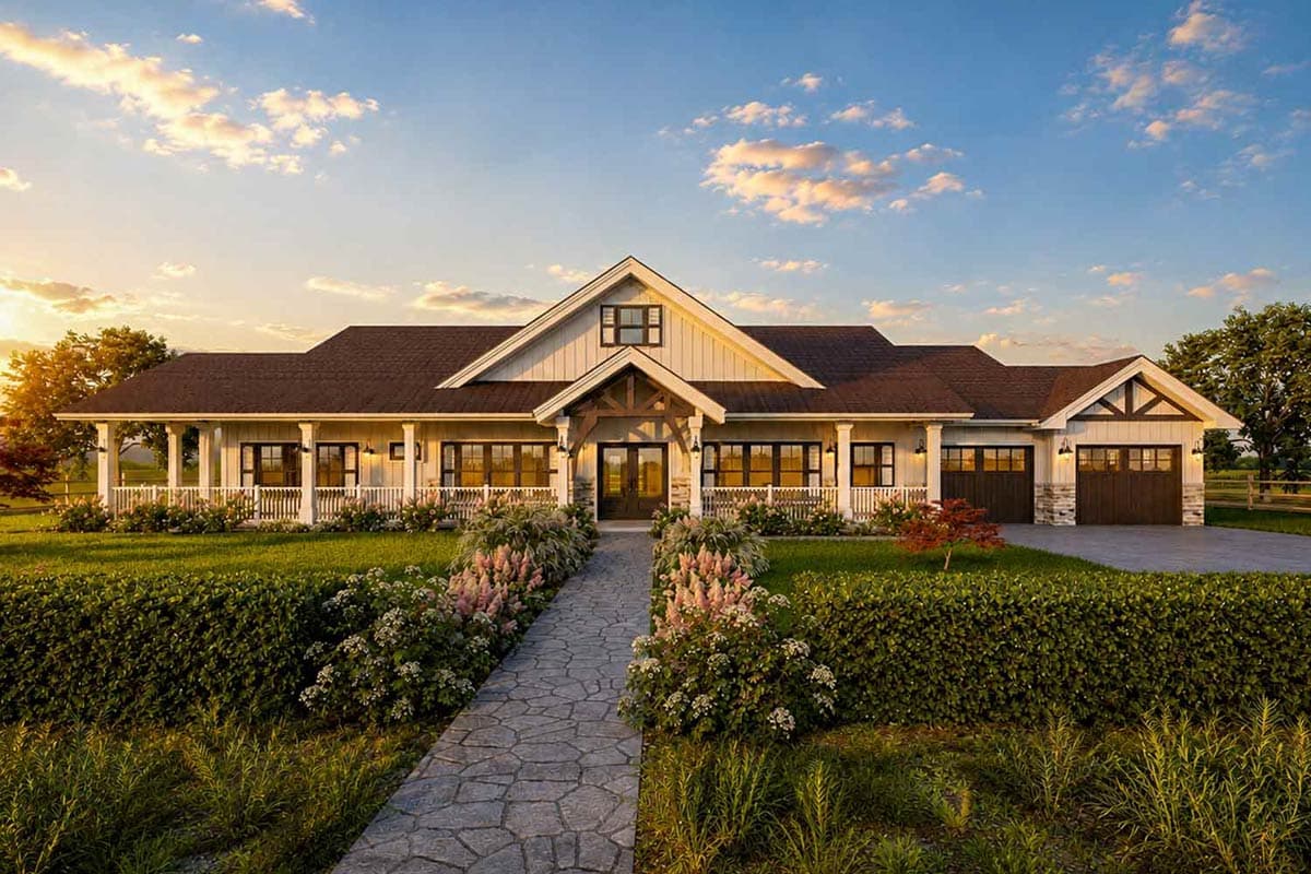 Plan 147070RML: Modern Farmhouse House Plan with 4 Bedrooms and Expansive Porches - Image #2 - Country, Craftsman, Farmhouse, Modern Farmhouse