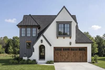 Modern European Tudor House Plan with 3 Bedrooms and 1842 Square Feet