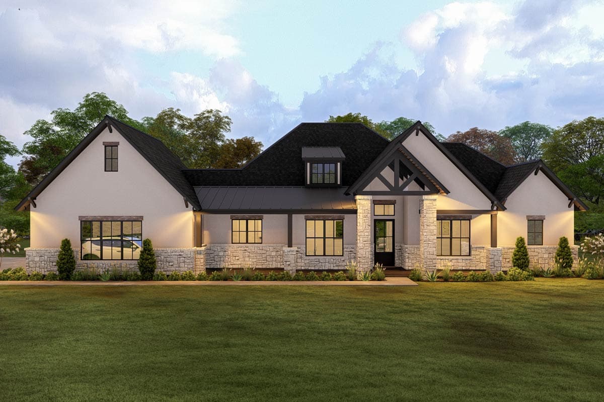 Plan image - 25454TF:New American House Plan with 4 Bedrooms and Split Bedroom Layout