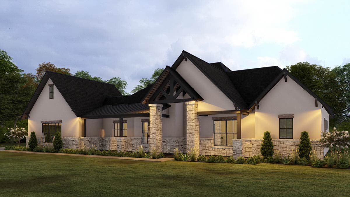 Plan 25454TF: New American House Plan with 4 Bedrooms and Split Bedroom Layout - Image #4 - Modern Farmhouse, New American