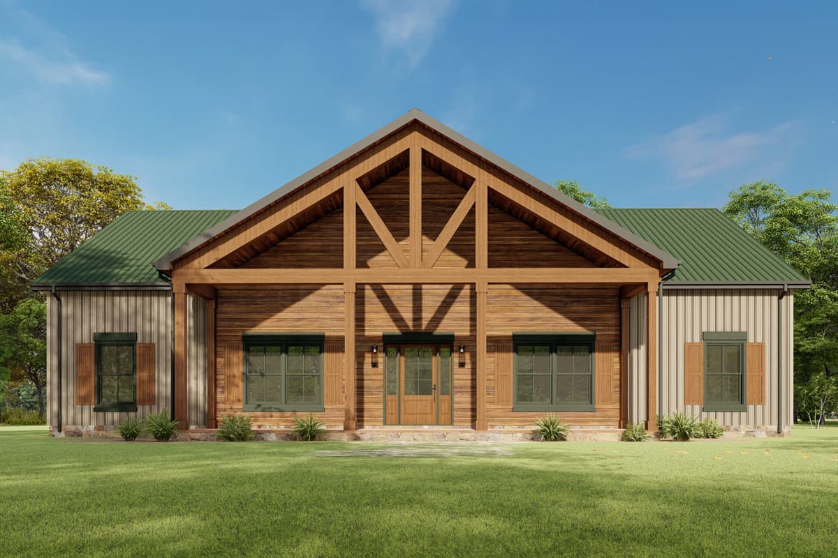 Plan image - 777075MTL:Rustic Barndominium House Plan with 3 Bedrooms and Vaulted Great Room