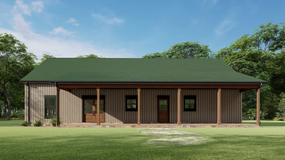 Plan 777075MTL: Rustic Barndominium House Plan with 3 Bedrooms and Vaulted Great Room - Image #5 - Barndominium, Mountain, Rustic