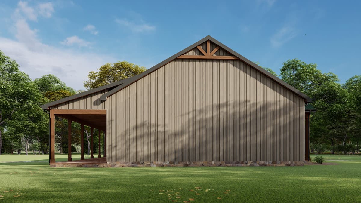 Plan 777075MTL: Rustic Barndominium House Plan with 3 Bedrooms and Vaulted Great Room - Image #7 - Barndominium, Mountain, Rustic
