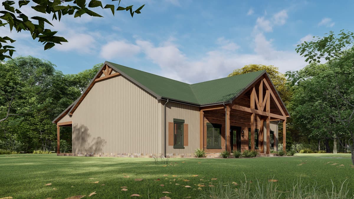 Plan 777075MTL: Rustic Barndominium House Plan with 3 Bedrooms and Vaulted Great Room - Image #8 - Barndominium, Mountain, Rustic