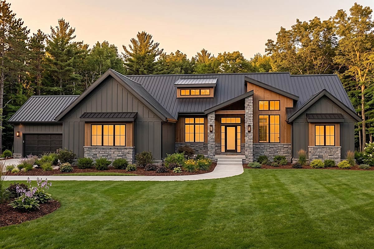 Plan image - 911072JVD:Modern Contemporary Farmhouse House Plan with 4-Car Garage and 2491 Square Feet