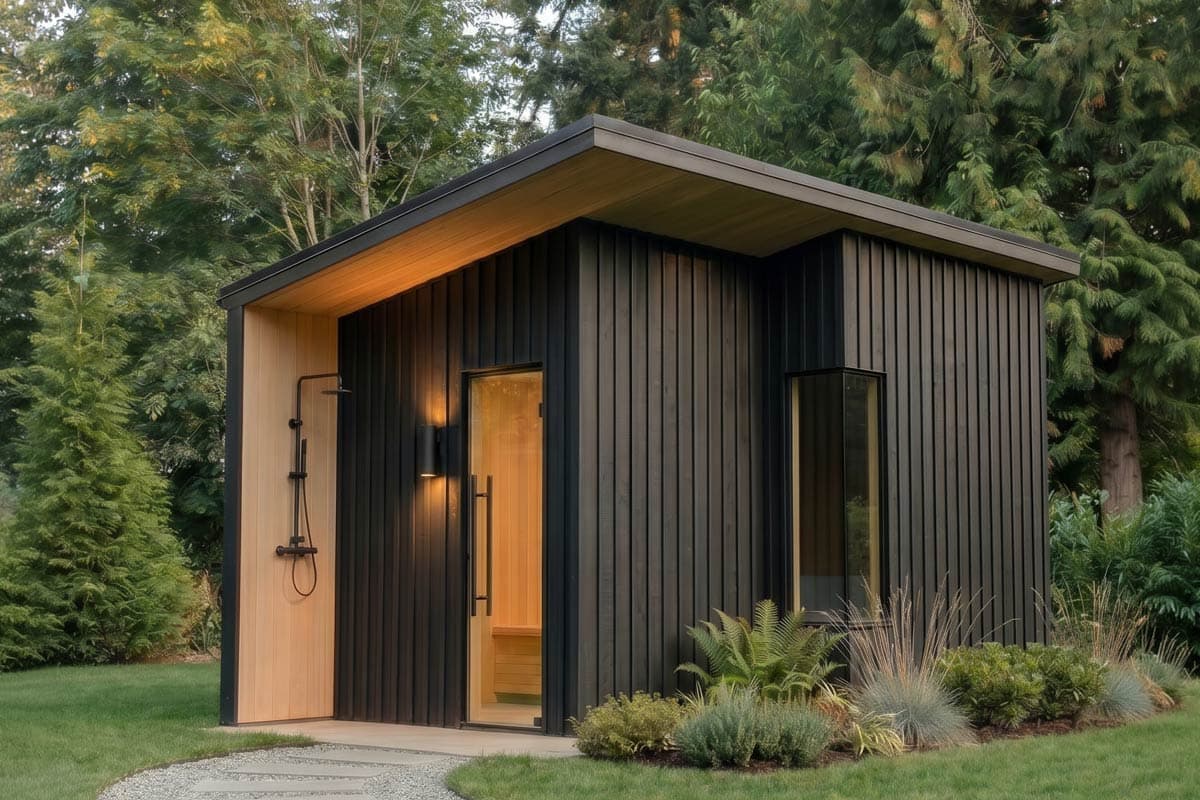 Plan 270130AF: Modern 100 Sq Ft Outdoor Shower and Sauna House Plan with a Sleek Design - Image #2 - Contemporary, Scandinavian