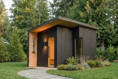 Modern 100 Sq Ft Outdoor Shower and Sauna House Plan with a Sleek Design