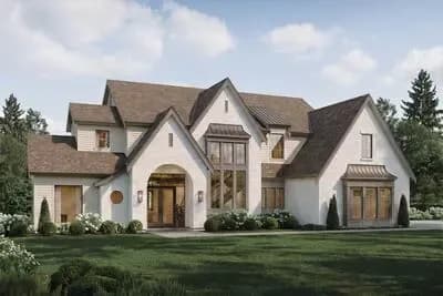 European Inspired French Country House Plan with Four Bedrooms