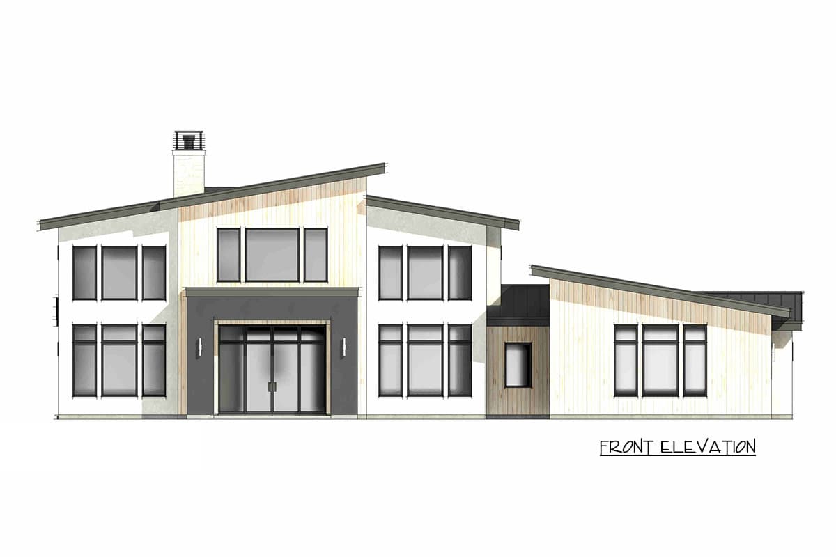 Plan 818207JSS: Modern Mountain Transitional House Plan with 5 Bedrooms and Wine Room - Image #3 - Contemporary, Modern, Mountain, Transitional