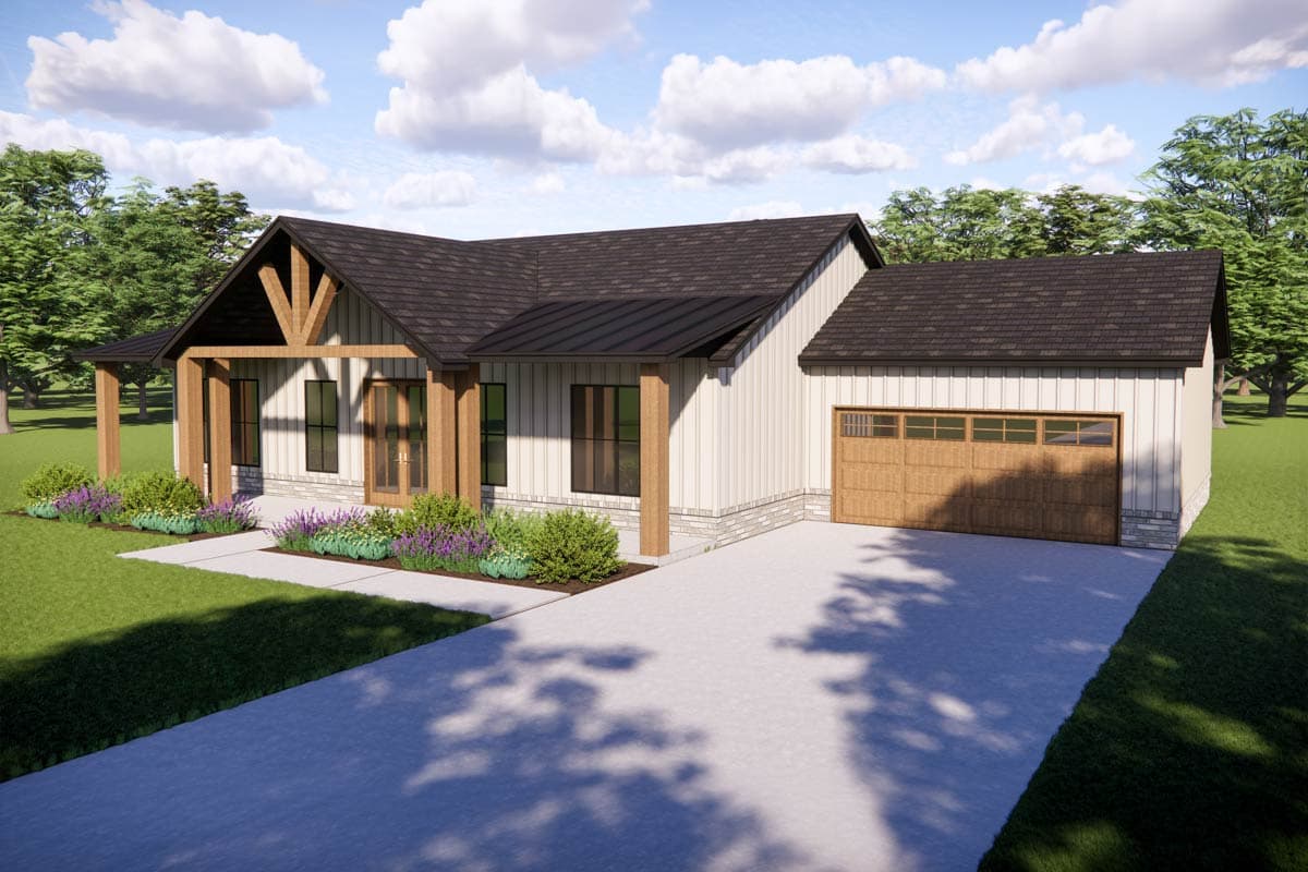 Plan 880002HLN: Modern Farmhouse House Plan with Three Bedrooms and Expansive Porches - Image #3 - Cottage, Country, Craftsman, Modern Farmhouse, Rustic, Transitional