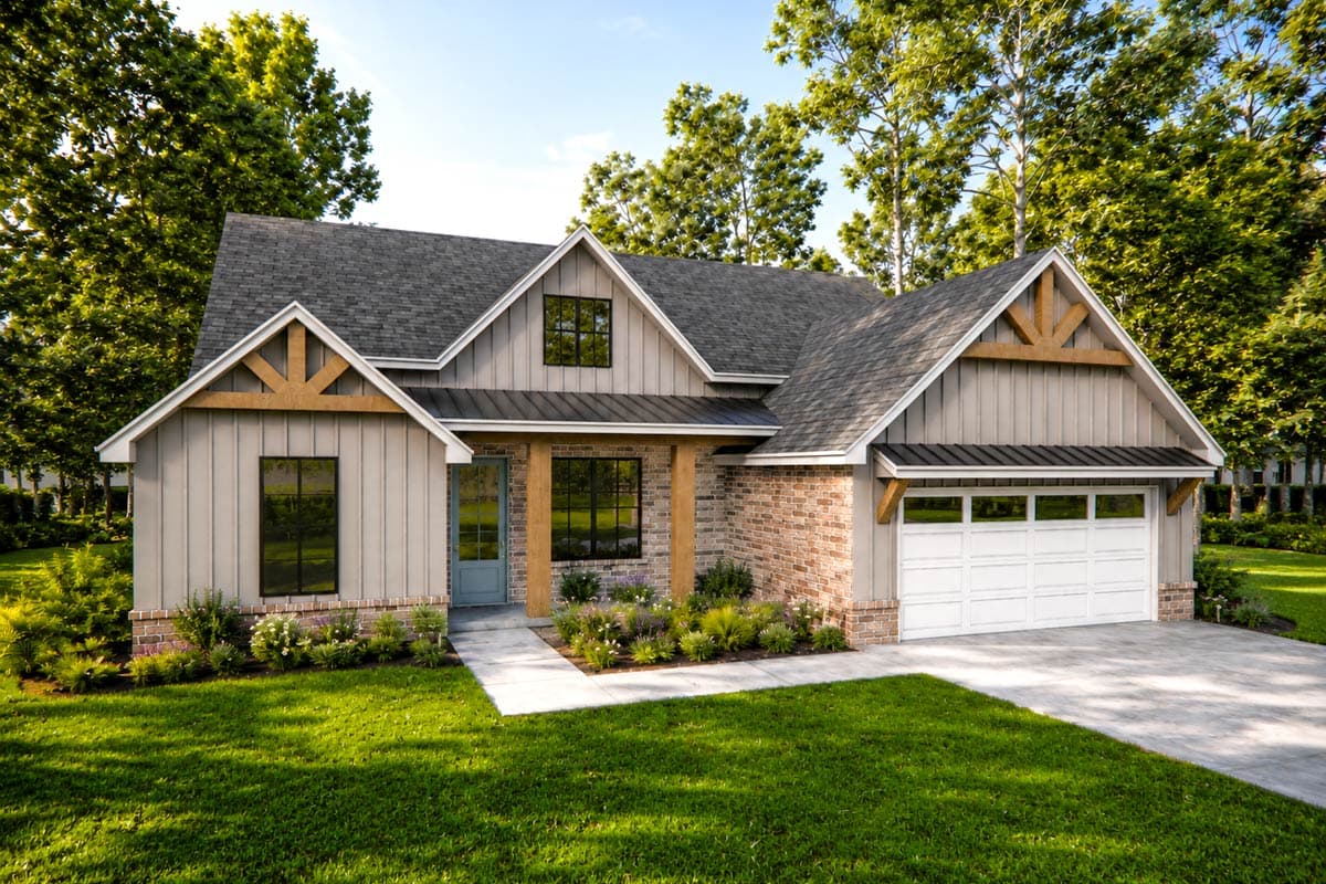 Plan 880003HLN: Modern Farmhouse House Plan with 3 Bedrooms and Flexible Living Space - Image #2 - Country, Craftsman, Modern Farmhouse, New American