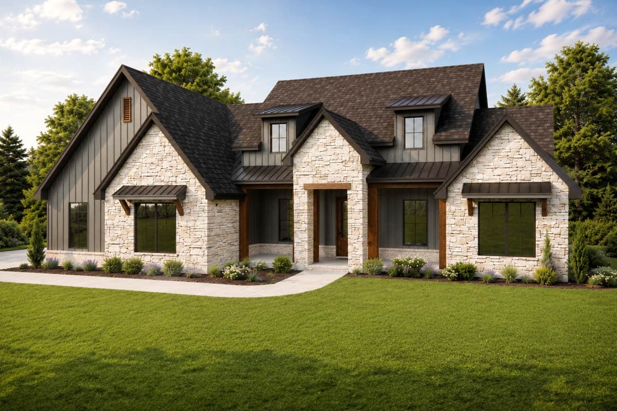 Plan 880004HLN: European Farmhouse House Plan with 4 Bedrooms and 2,350 Square Feet - Image #2 - Craftsman, European, Modern Farmhouse, Transitional