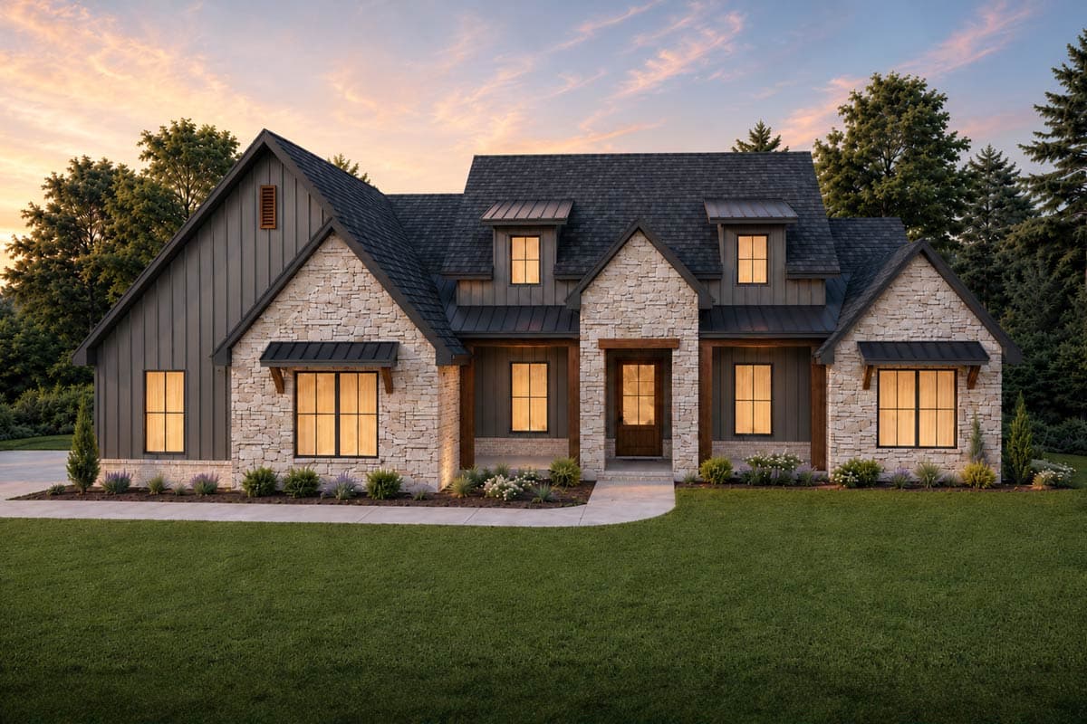 Plan 880004HLN: European Farmhouse House Plan with 4 Bedrooms and 2,350 Square Feet - Image #3 - Craftsman, European, Modern Farmhouse, Transitional