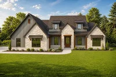 European Farmhouse House Plan with 4 Bedrooms and 2,350 Square Feet