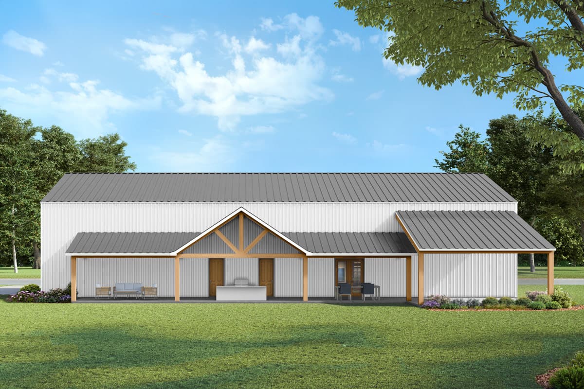 Plan 170022ADS: Spacious Three Bedroom Barndominium House Plan with Massive Workshop Space - Image #2 - Barndominium, Modern Farmhouse