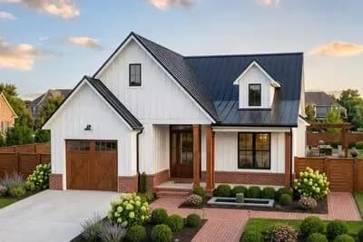 Modern Farmhouse House Plan with Two Bedrooms and Open Layout