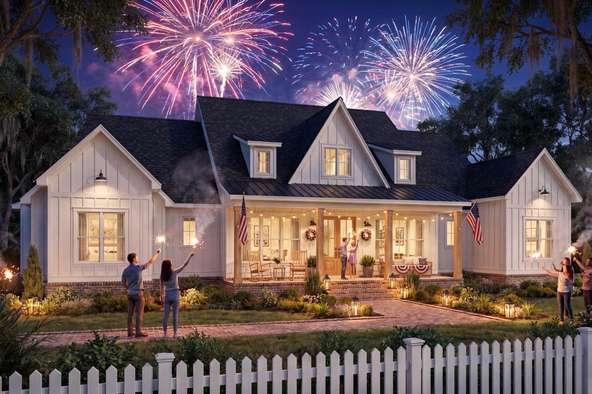 Plan 56573SM: Modern Farmhouse House Plan with 4 Bedrooms and Split Bedroom Layout - Image #3 - Country, Farmhouse, Modern Farmhouse, New American, Southern