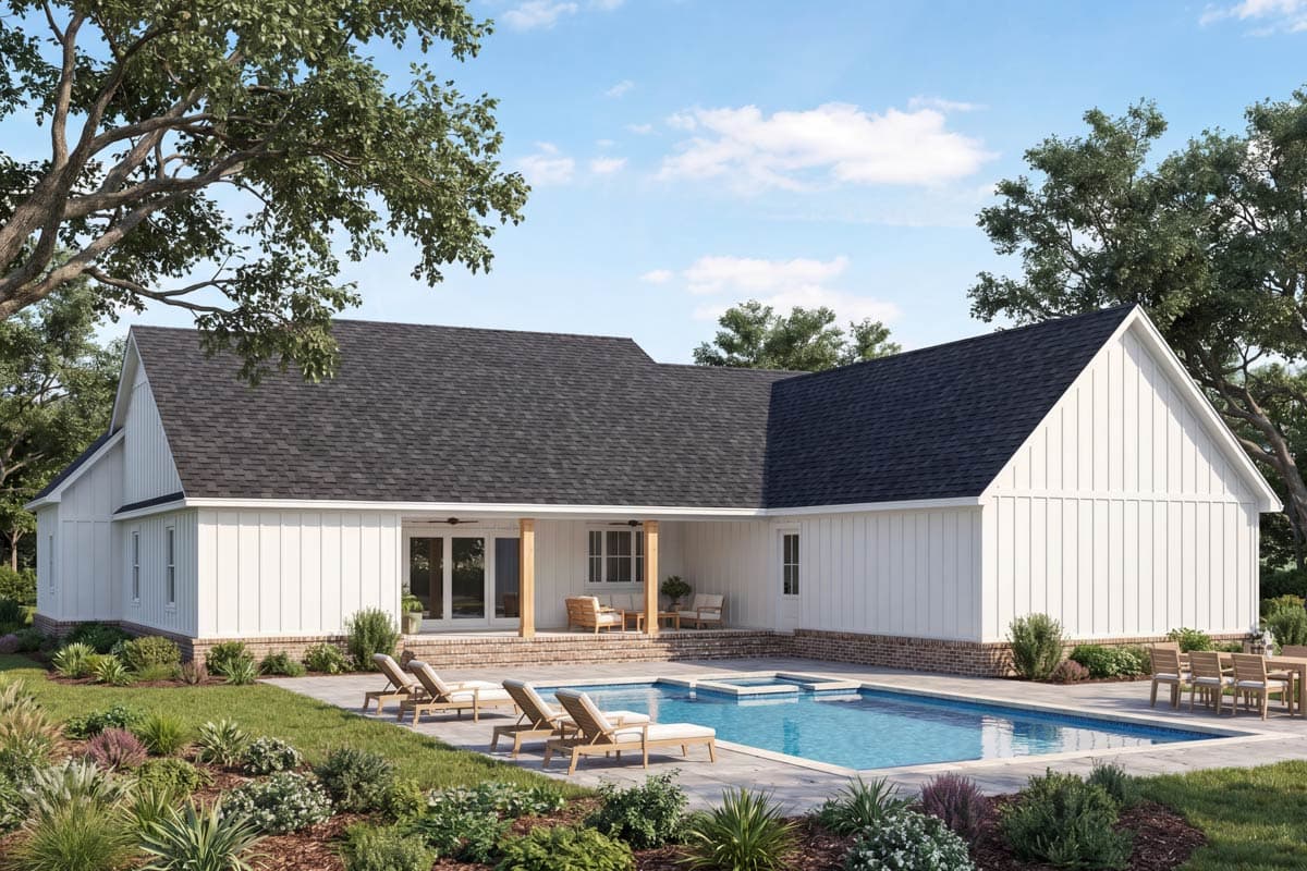 Plan 56573SM: Modern Farmhouse House Plan with 4 Bedrooms and Split Bedroom Layout - Image #2 - Country, Farmhouse, Modern Farmhouse, New American, Southern