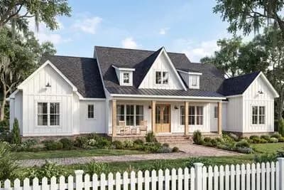 Modern Farmhouse House Plan with 4 Bedrooms and Split Bedroom Layout
