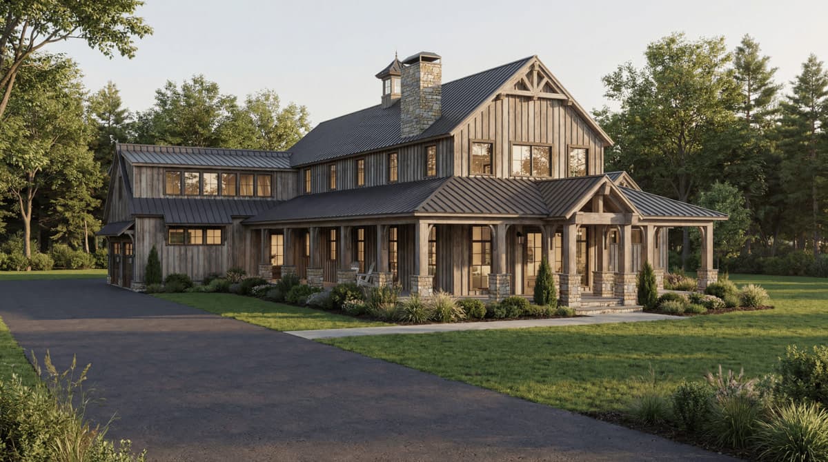 Plan 70970MK: Luxurious Farmhouse House Plan with Four Bedrooms and Wraparound Porch - Image #4 - Farmhouse, Rustic