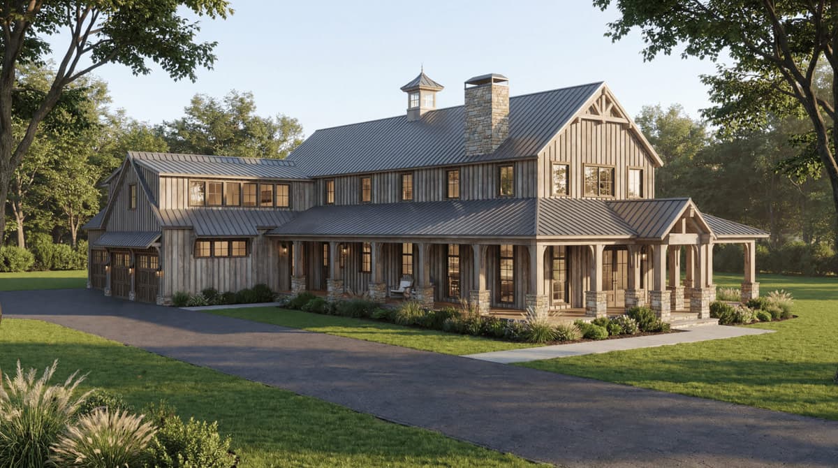 Plan 70970MK: Luxurious Farmhouse House Plan with Four Bedrooms and Wraparound Porch - Image #5 - Farmhouse, Rustic