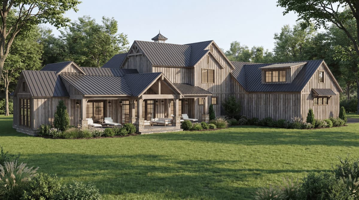 Plan 70970MK: Luxurious Farmhouse House Plan with Four Bedrooms and Wraparound Porch - Image #6 - Farmhouse, Rustic