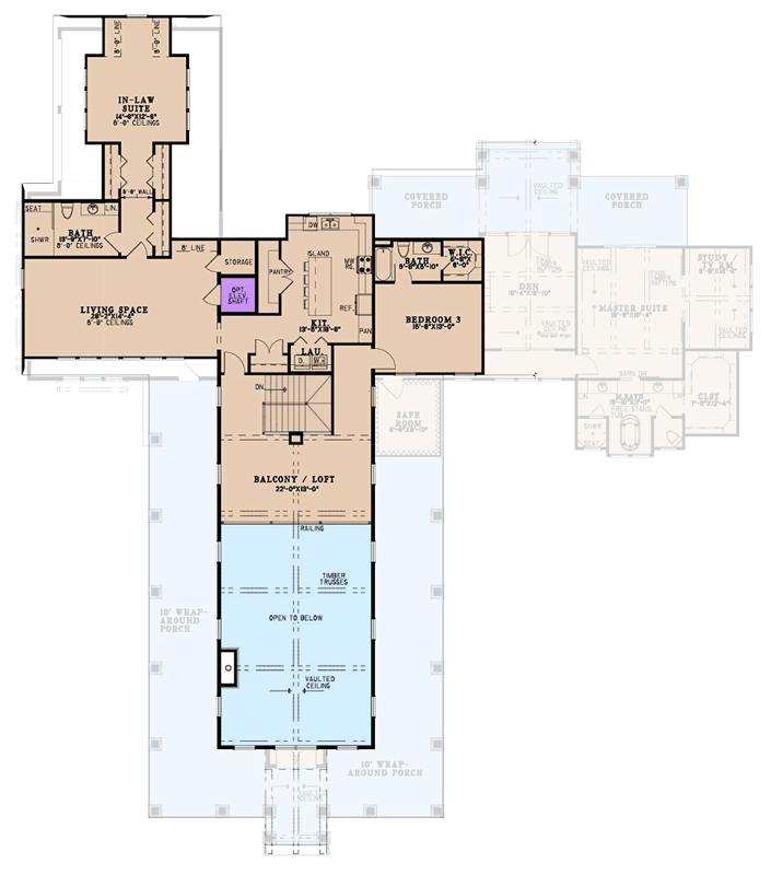 Plan 70970MK: Luxurious Farmhouse House Plan with Four Bedrooms and Wraparound Porch - Floor Plan - 2nd Level - Farmhouse, Rustic