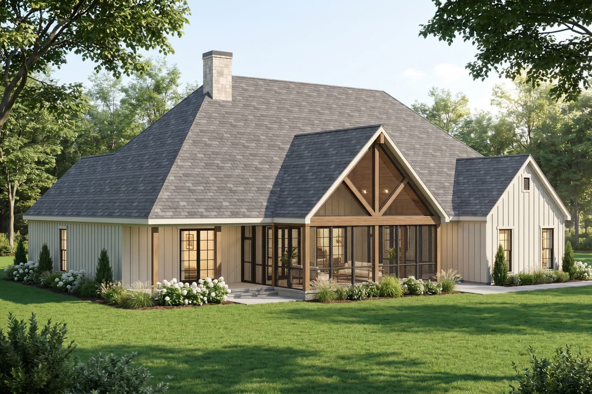 Plan 70972MK: Four Bedroom Farmhouse House Plan with Private Master Suite - Image #3 - Farmhouse, Hill Country, Modern Farmhouse, New American