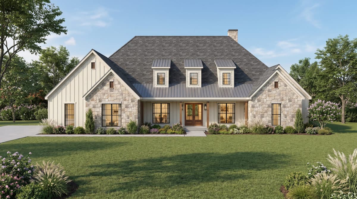 Plan image - 70972MK:Four Bedroom Farmhouse House Plan with Private Master Suite