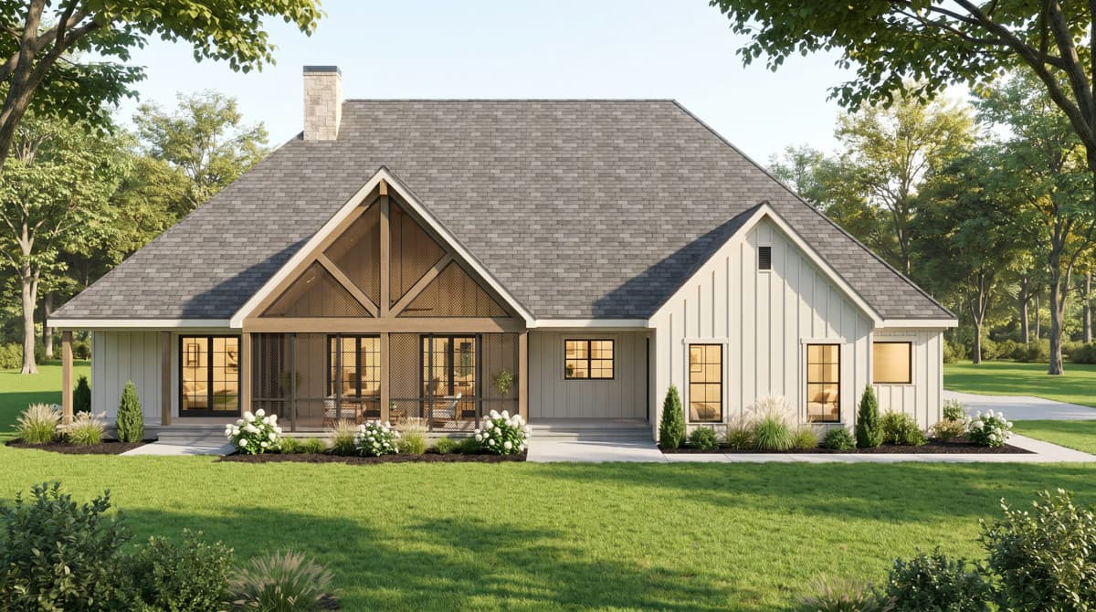 Plan 70972MK: Four Bedroom Farmhouse House Plan with Private Master Suite - Image #4 - Farmhouse, Hill Country, Modern Farmhouse, New American