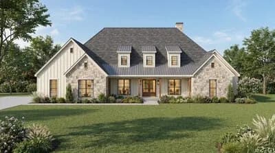 Four Bedroom Farmhouse House Plan with Private Master Suite