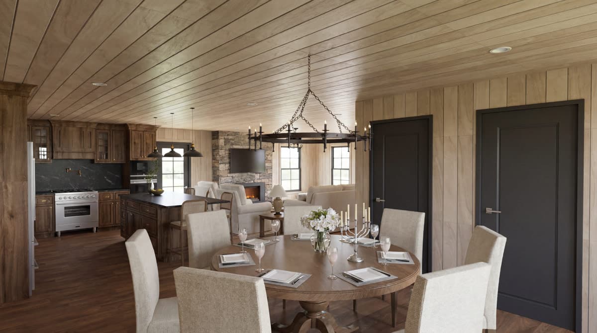 Plan 70973MK: Two-Bedroom Rustic Farmhouse House Plan with Two-Story Great Room and Wrap-Around Porch - Image #8 - Farmhouse, Rustic
