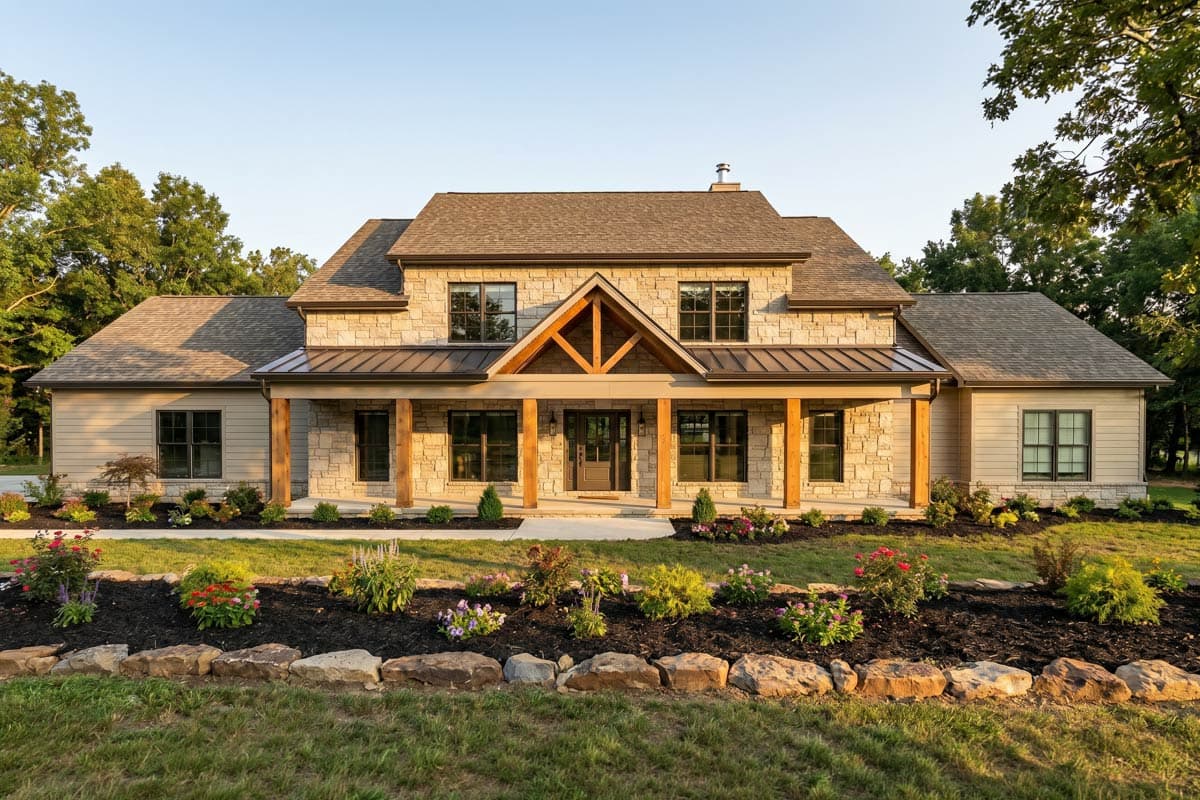 Plan image - 700511SND:Rustic Country Farmhouse House Plan with 3 Bedrooms and 3-Car Garage