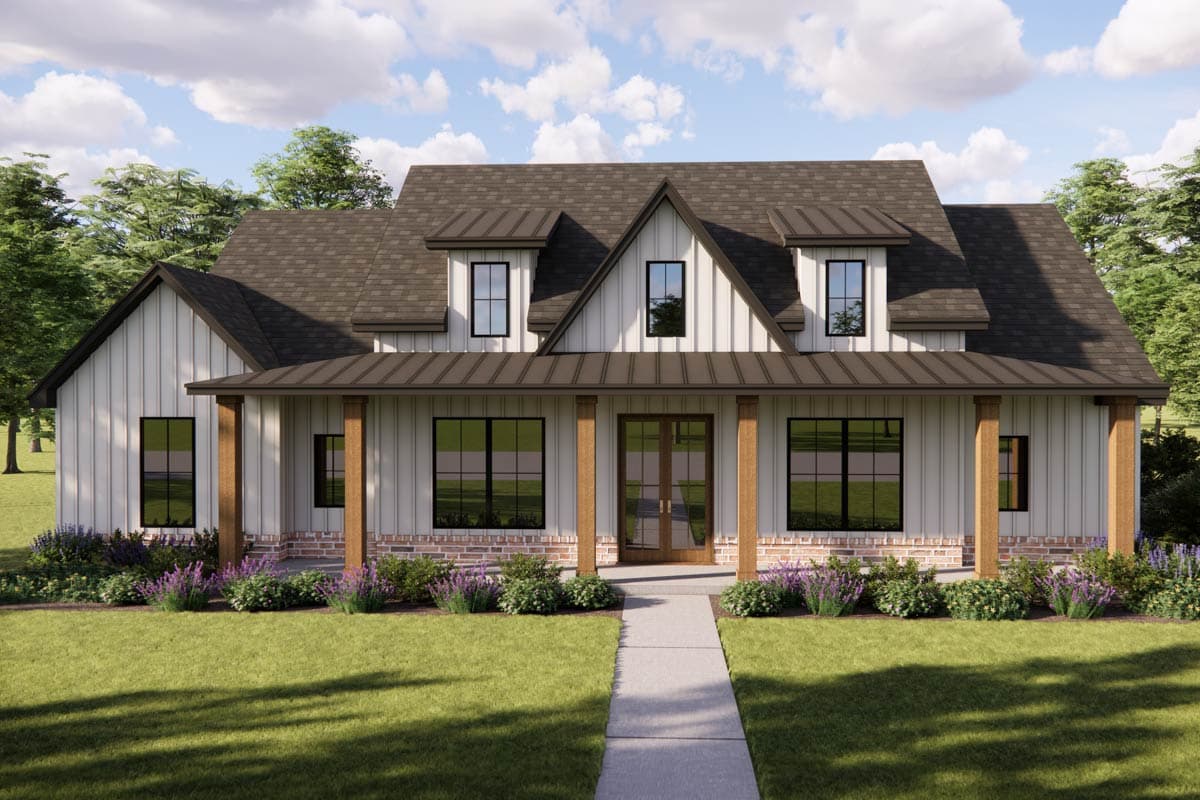 Plan image - 880005HLN:Modern Farmhouse House Plan with 3 Bedrooms and Spacious Covered Porches