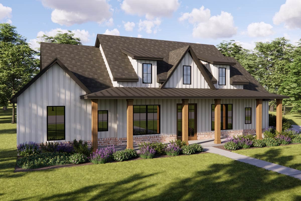 Plan 880005HLN: Modern Farmhouse House Plan with 3 Bedrooms and Spacious Covered Porches - Image #2 - Country, Craftsman, Modern Farmhouse, New American