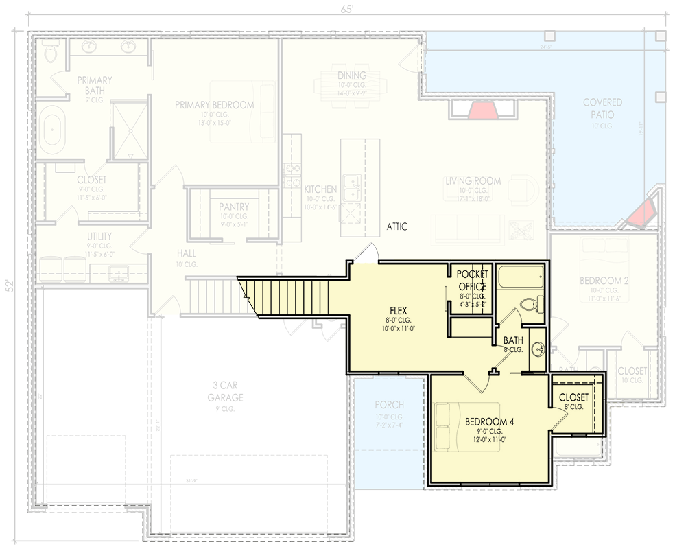 Plan 880006HLN: Traditional Farmhouse House Plan with 4 Bedrooms and 3-Car Garage - Floor Plan - Image #5 - Craftsman, Modern Farmhouse, New American, Transitional