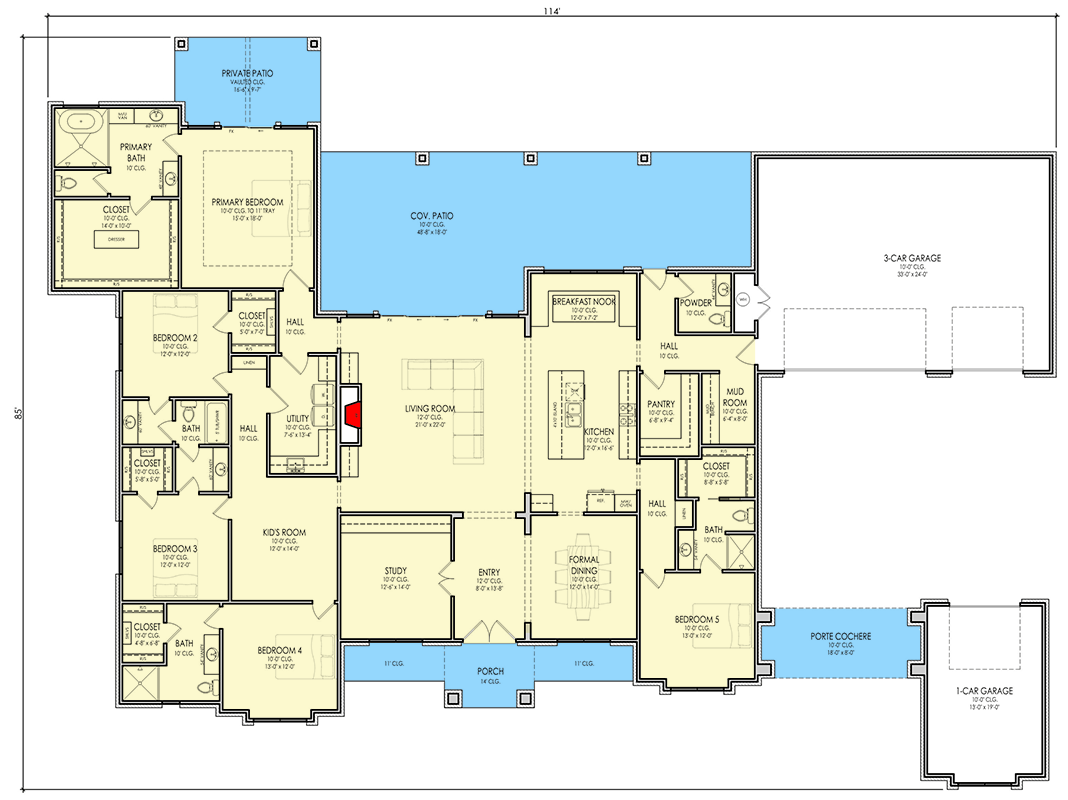 Plan 880007HLN: European Style 5-Bedroom House Plan with Attached 4-Car Garage - Floor Plan - Image #4 - European, French Country, New American, Transitional, Tudor