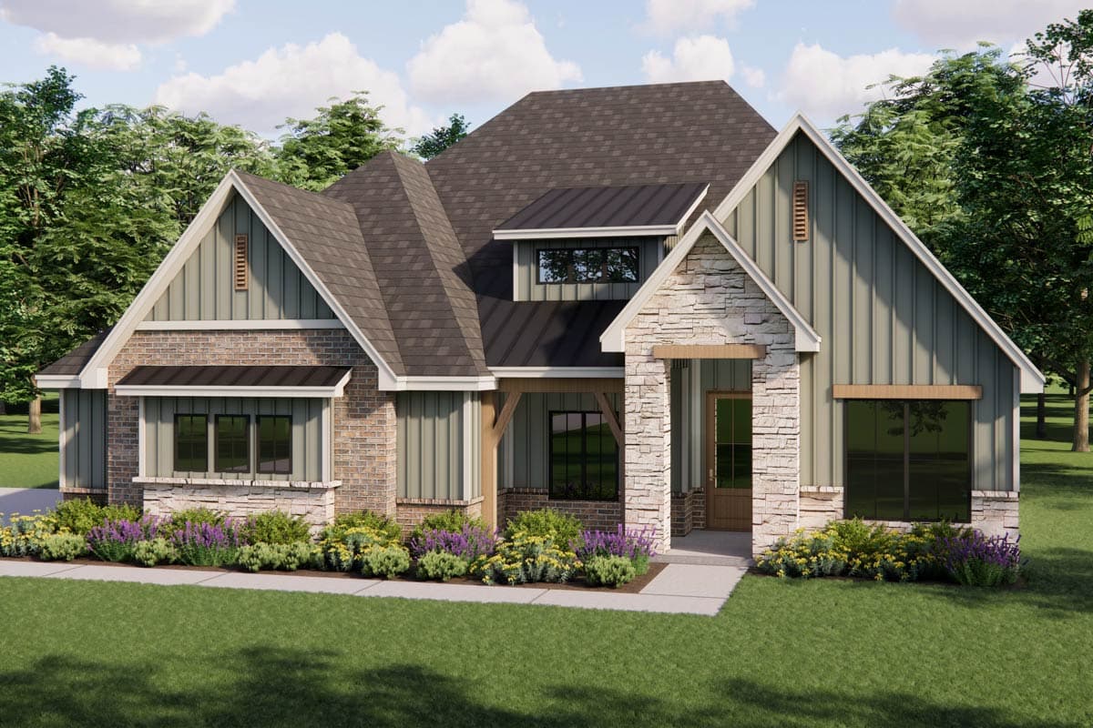 Plan 880008HLN: New American House Plan with 4 Bedrooms and Spacious Living Areas - Image #3 - Craftsman, Modern Farmhouse, New American