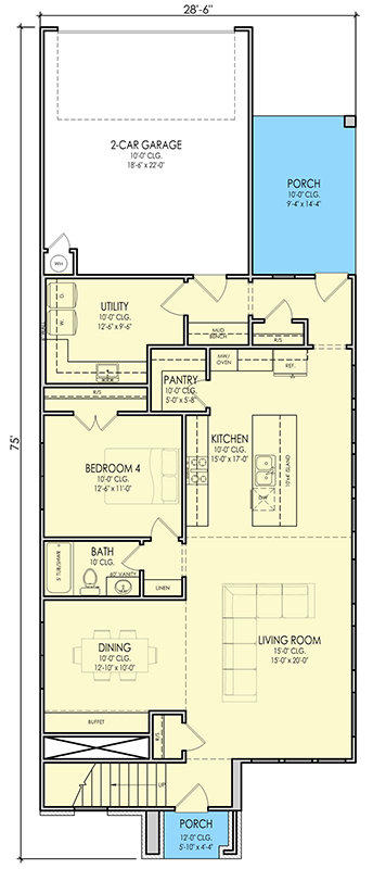 Plan 880009HLN: Contemporary European House Plan with 4 Bedrooms and Two Story Great Room - Floor Plan - Image #5 - Contemporary, European, Modern