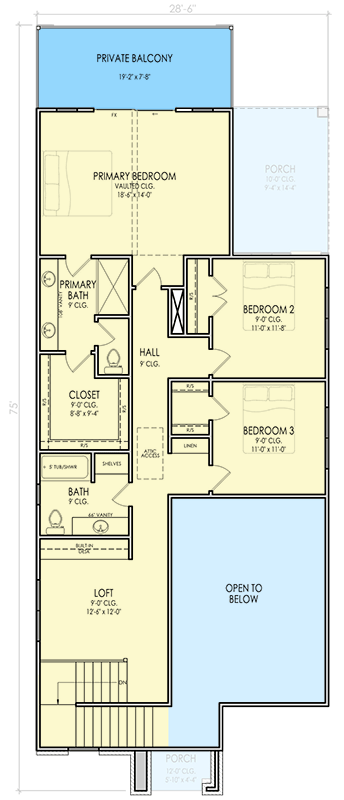 Plan 880009HLN: Contemporary European House Plan with 4 Bedrooms and Two Story Great Room - Floor Plan - Image #6 - Contemporary, European, Modern