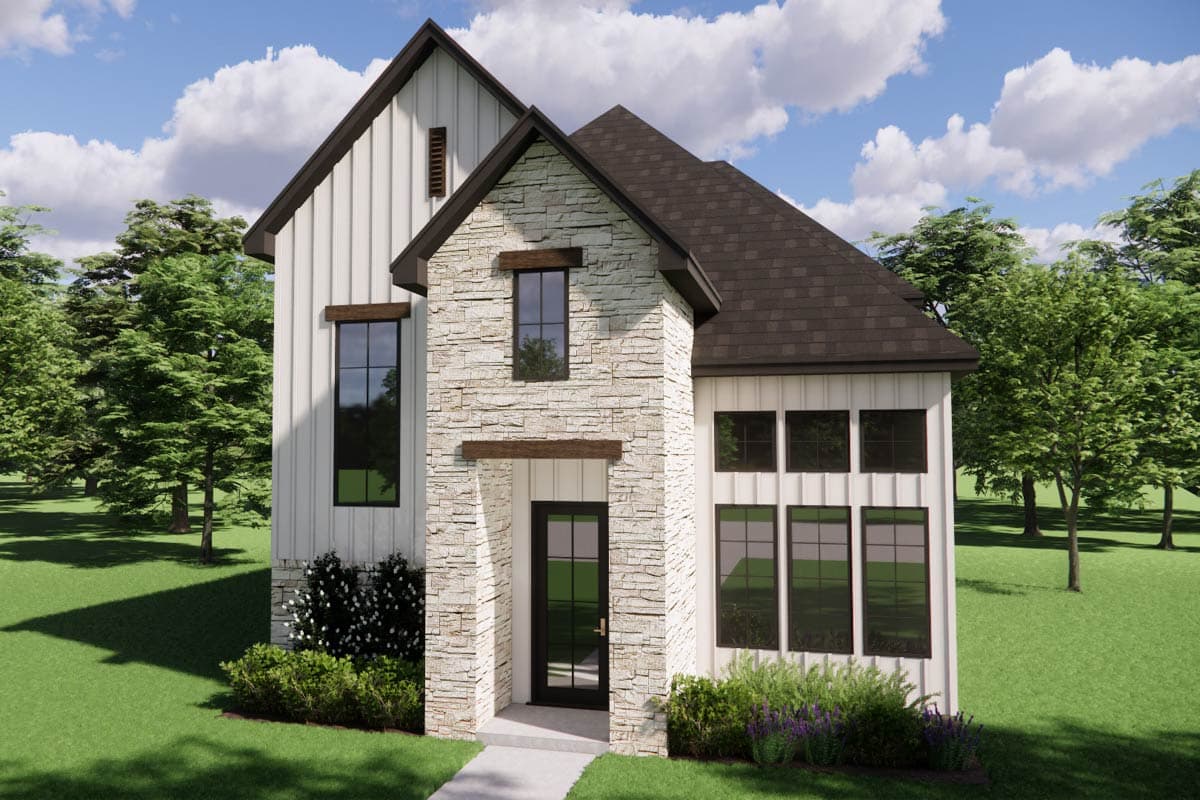 Plan 880009HLN: Contemporary European House Plan with 4 Bedrooms and Two Story Great Room - Image #3 - Contemporary, European, Modern