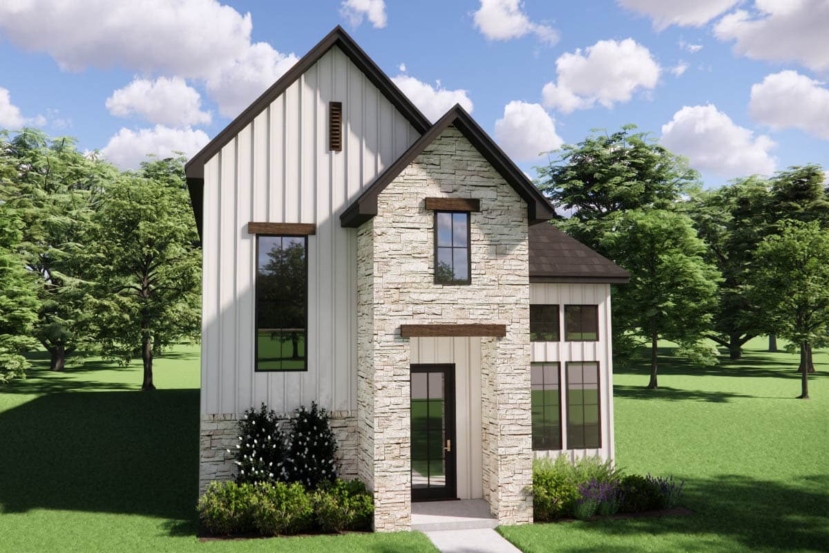 Plan 880009HLN: Contemporary European House Plan with 4 Bedrooms and Two Story Great Room - Image #4 - Contemporary, European, Modern