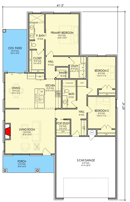 Plan 880010HLN: Craftsman House Plan with 3 Bedrooms and Open Layout - Floor Plan - Image #3 - Craftsman, New American