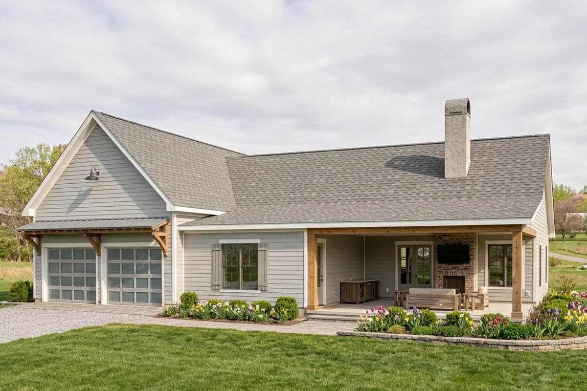 Plan image - 185045PHD:Two-Bedroom Ranch House Plan with Expansive Tandem Garage