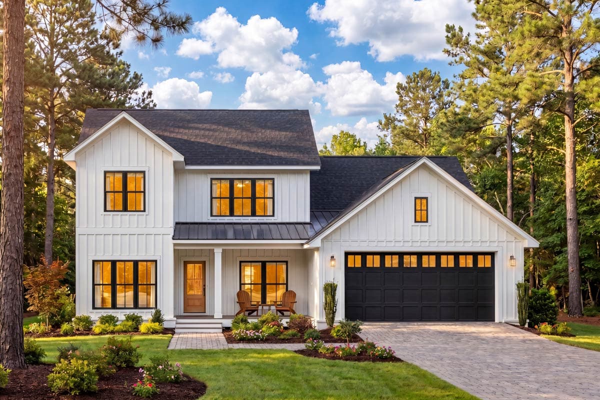 Plan image - 52046HZ:Traditional Farmhouse House Plan with 3 or 4 Bedrooms and Main Level Suite