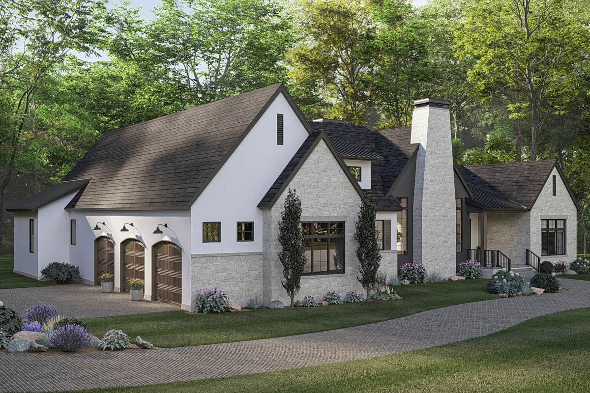 Plan 623650DJ: Modern Transitional House Plan with Three Bedrooms and Expansive Finished Potential - Image #3 - Modern, Transitional
