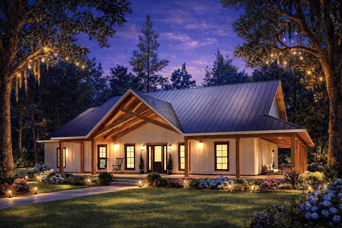 Plan 25086DH: Modern Barndominium House Plan with 7 Bedrooms and Wraparound Porch - Image #2 - Barndominium, Modern Farmhouse, New American